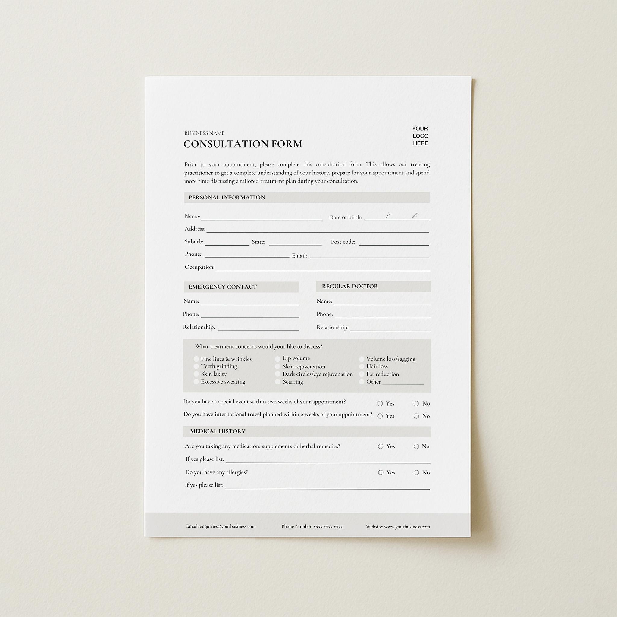 Medspa Consultation Form