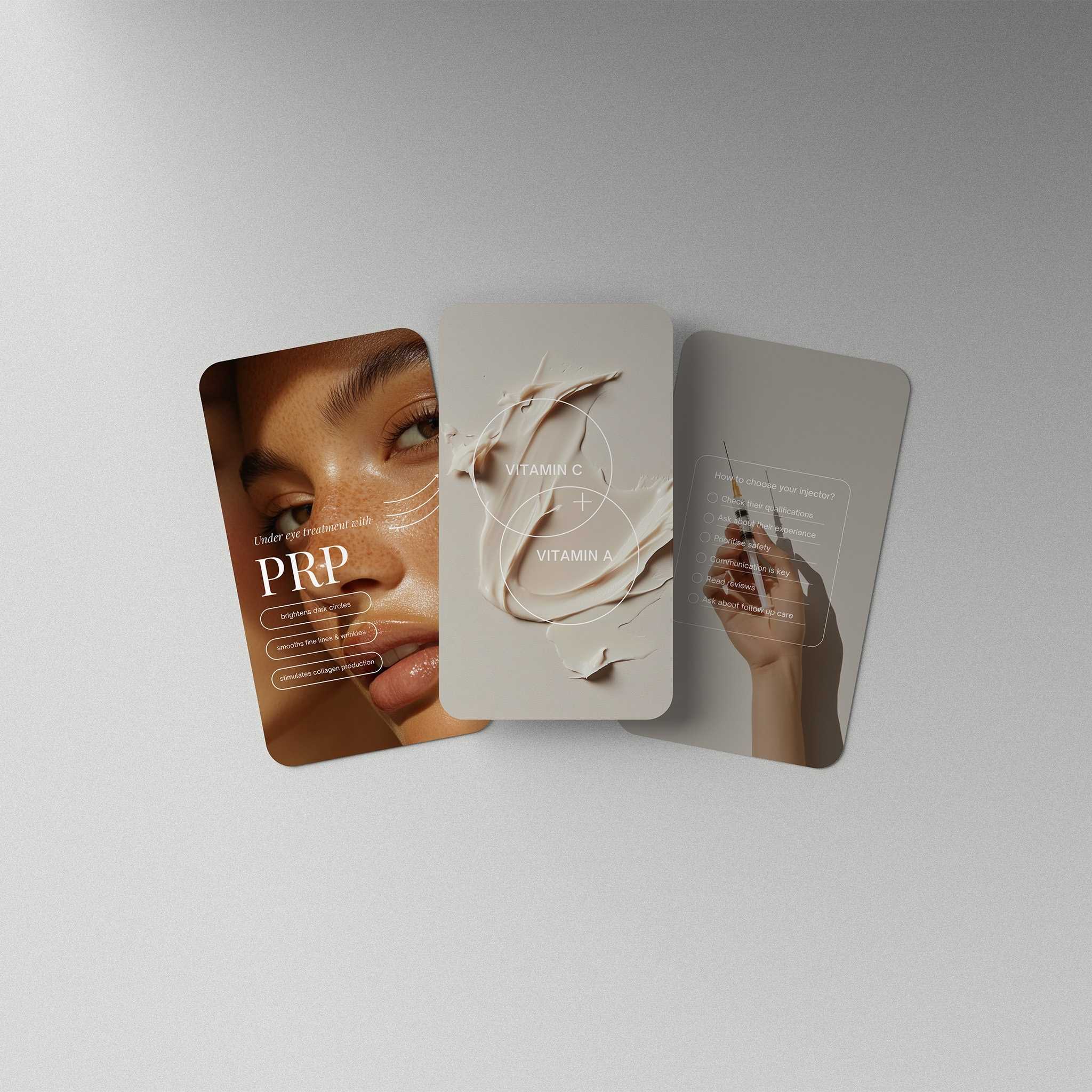 Three skincare instagram story templates on a light grey background