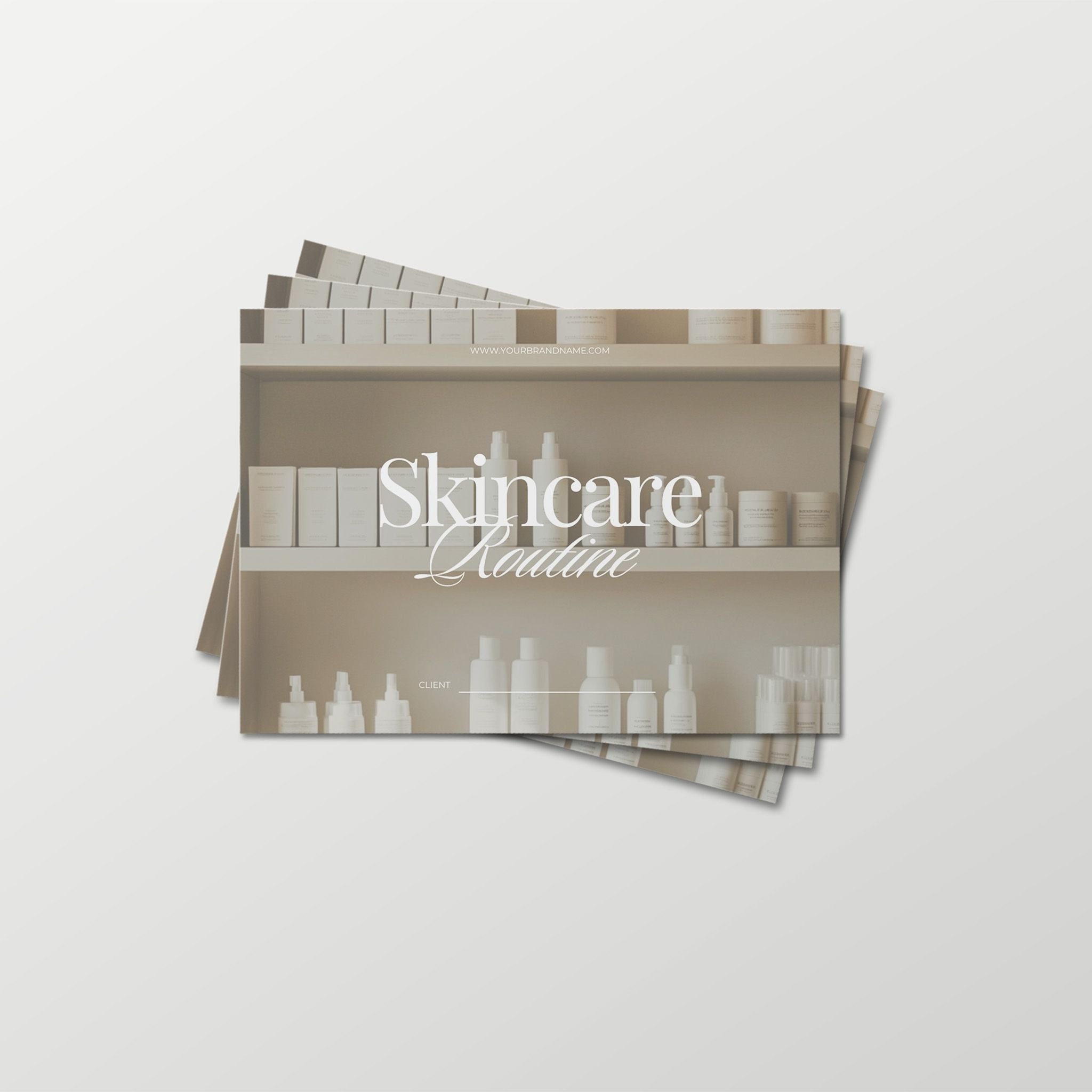 Stack of cards with a skincare routine design on a white background