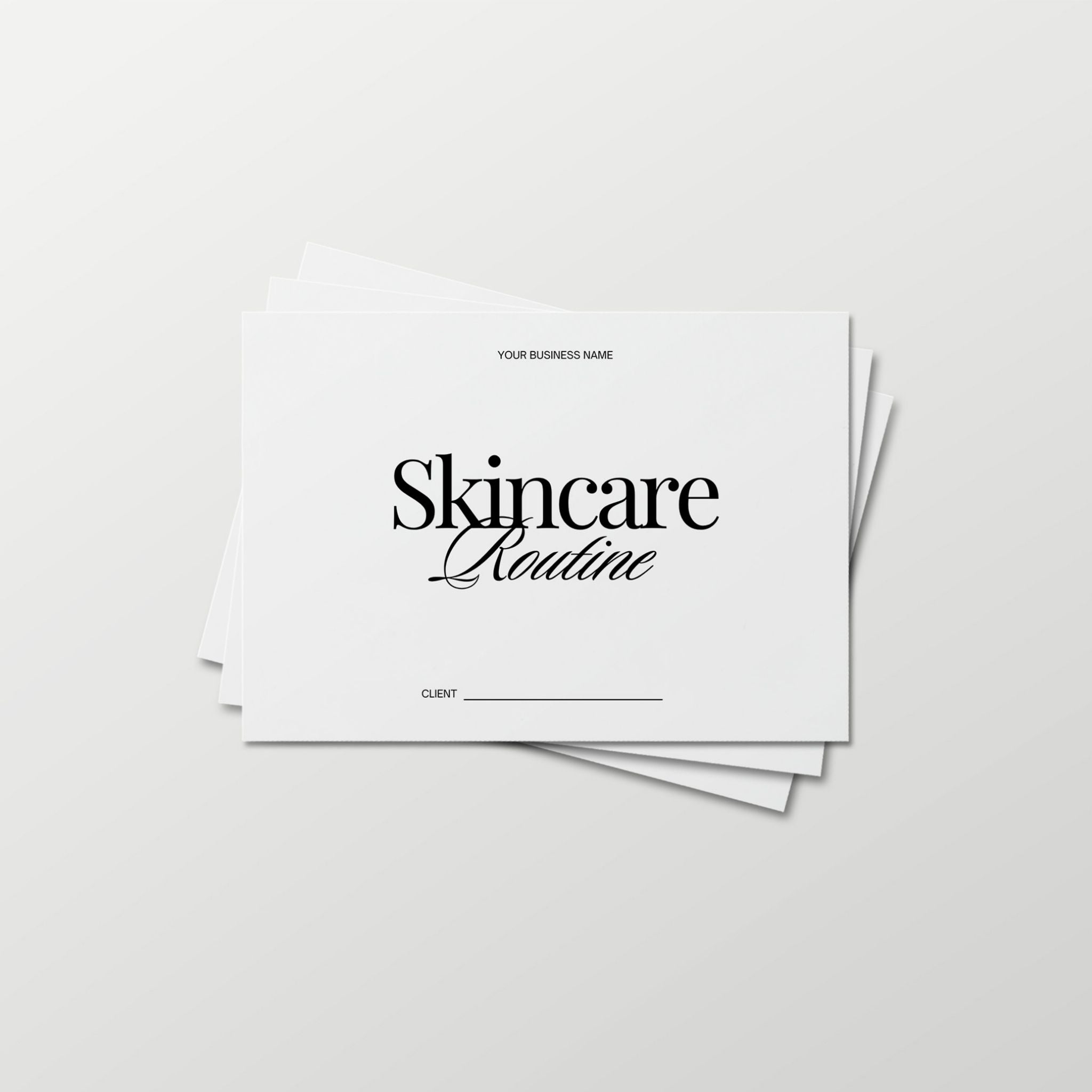 Skincare routine cards with customisable text on a white background