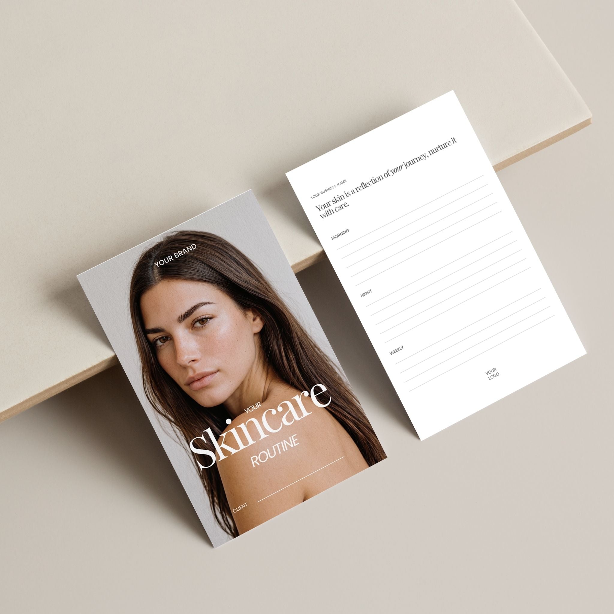 Image of woman for a skincare campaign on a skincare routine card